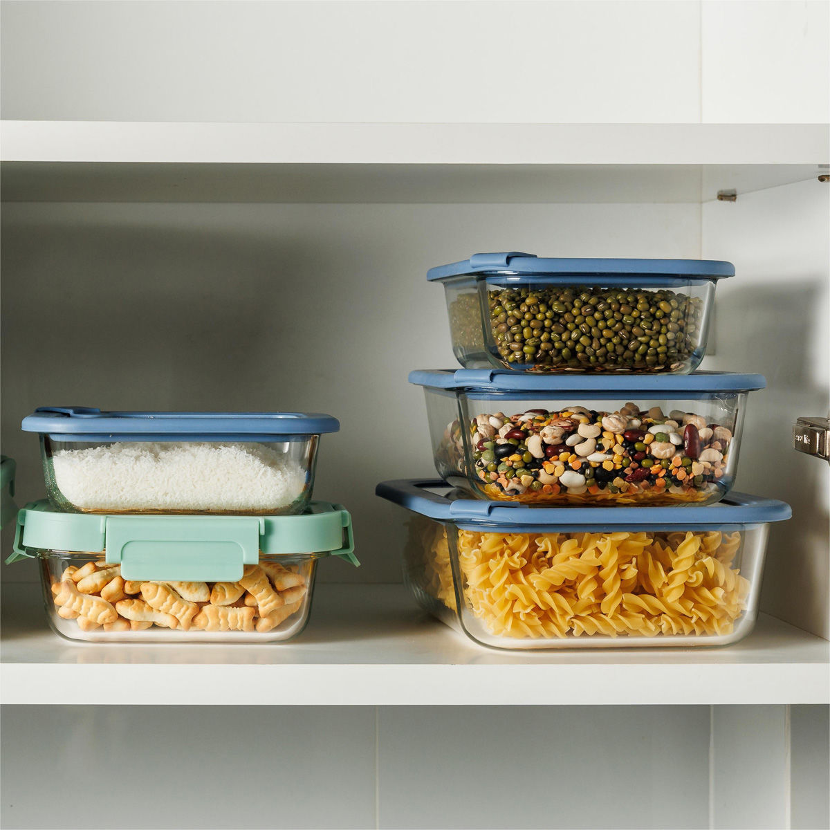 ESTIA ΦΑΓΗΤΟΔΟΧΕΙΟ COLORSEAL ΓΥΑΛΙΝΟ 370ml 16.3x12.3x6.2cm ΜΕ ΚΑΠΑΚΙ ΣΙΛΙΚΟΝΗΣ ΜΠΛΕ