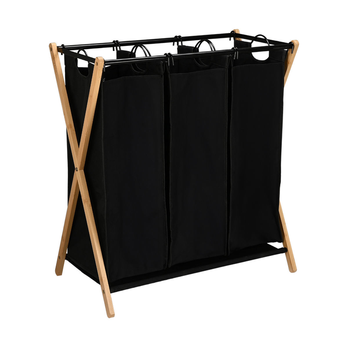 ESTIA ΚΑΛΑΘΙ ΑΠΛΥΤΩΝ BAMBOO ESSENTIALS 102lt 3 ΘΕΣΕΩΝ 68x40x76cm ΜΑΥΡΟ