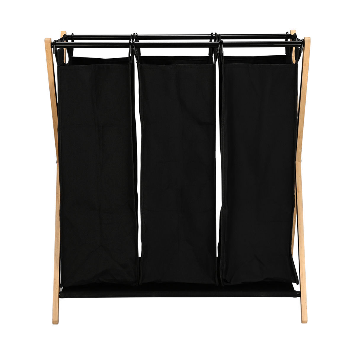 ESTIA ΚΑΛΑΘΙ ΑΠΛΥΤΩΝ BAMBOO ESSENTIALS 102lt 3 ΘΕΣΕΩΝ 68x40x76cm ΜΑΥΡΟ