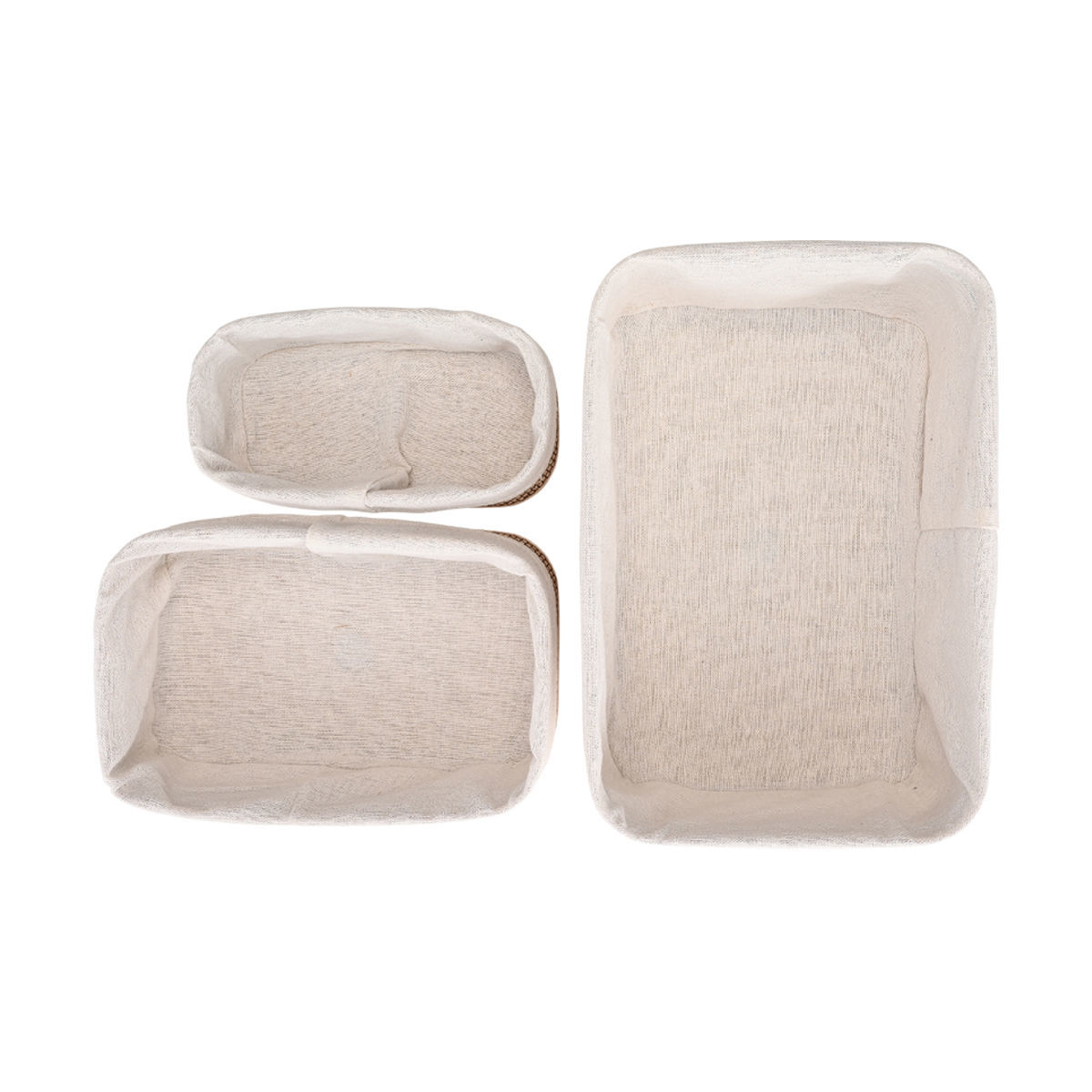 Καλάθι Οργάνωσης Σετ 3 Τεμαχίων Estia Bamboo Essentials Mε Επένδυση Νέα Πλέξη 02-34580