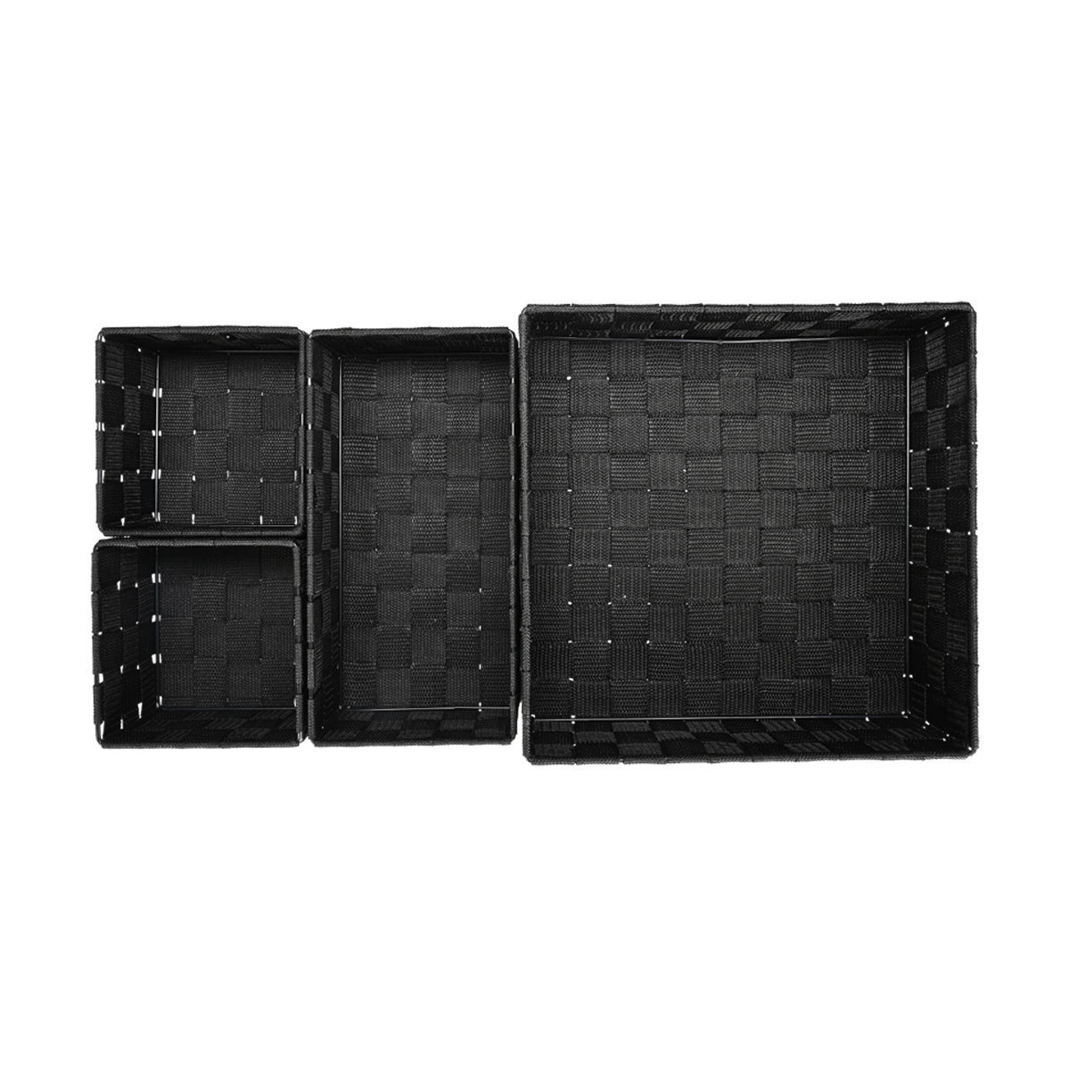 ESTIA ΚΑΛΑΘΙΑ ΟΡΓΑΝΩΣΗΣ WOVEN ΣΕΤ 4 ΤΕΜ. 28x28x10cm - 26x13x9cm - 13x13x9cm ΜΑΥΡΑ