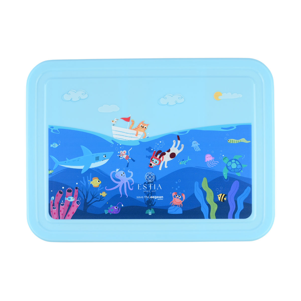 ESTIA ΠΑΙΔΙΚΟ ΦΑΓΗΤΟΔΟΧΕΙΟ SAVE THE AEGEAN 1330ml ΜΕ 5 ΘΗΚΕΣ OCEAN PLAY