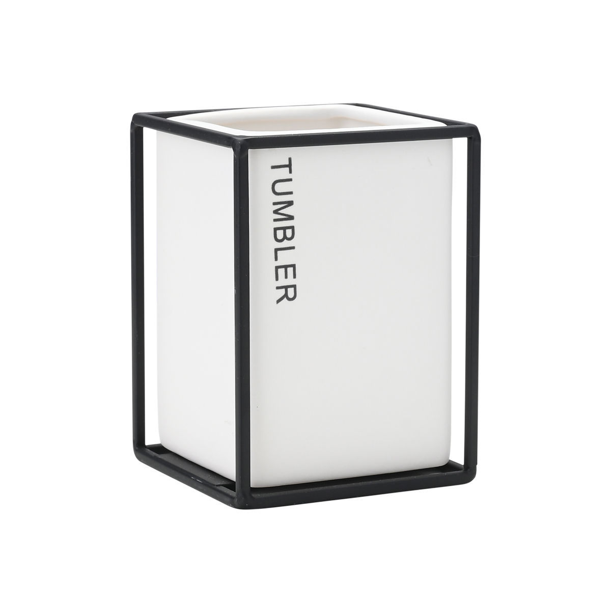 ESTIA ΠΟΤΗΡΑΚΙ ΜΠΑΝΙΟΥ CAGE ΚΕΡΑΜΙΚΟ ΛΕΥΚΟ ΜΕ ΜΕΤΑΛΛΙΚΟ ΠΛΑΙΣΙΟ