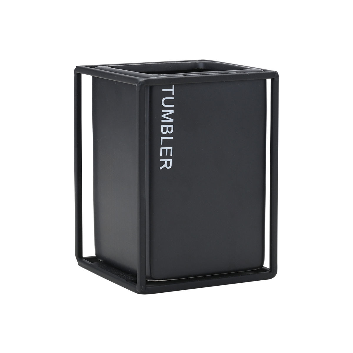 ESTIA ΠΟΤΗΡΑΚΙ ΜΠΑΝΙΟΥ CAGE ΚΕΡΑΜΙΚΟ ΜΑΥΡΟ ΜΕ ΜΕΤΑΛΛΙΚΟ ΠΛΑΙΣΙΟ