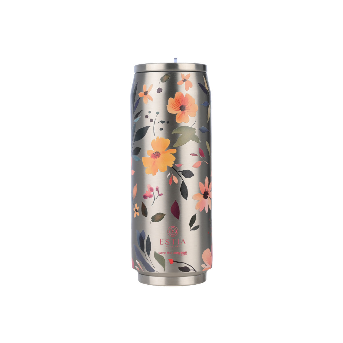 ESTIA ΘΕΡΜΟΣ TRAVEL CUP SAVE THE AEGEAN 500ml SILVER BOTANIC