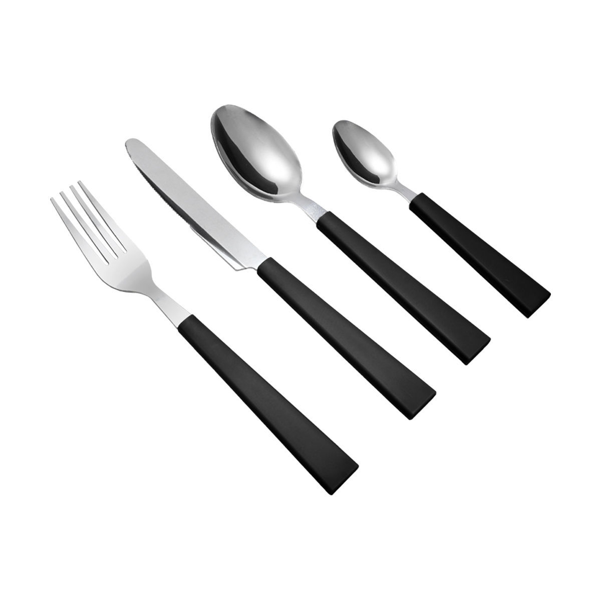 ΣΕΤ ΜΑΧΑΙΡΟΠΙΡΟΥΝΑ ΑΝΟΞΕΙΔΩΤΟ ΑΤΣΑΛΙ ΜΕ ΜΑΥΡΗ ΛΑΒΗ 18/0 16 ΤΕΜ.