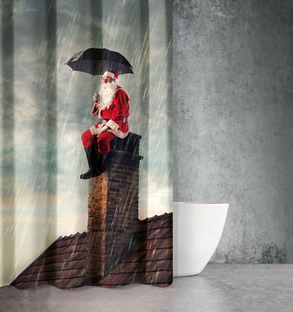 Κουρτίνα Μπάνιου Χριστουγεννιάτικη Des 401 με Κρίκους 180x200