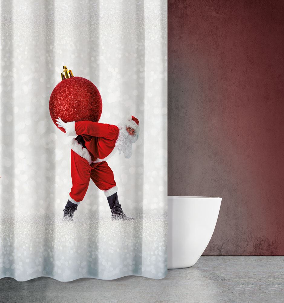 Κουρτίνα Μπάνιου Χριστουγεννιάτικη Des 410 με Κρίκους 180x200