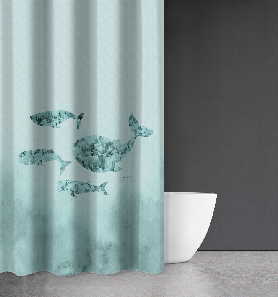 Κουρτίνα Μπάνιου Seawater Des 623 με Κρίκους 180x200