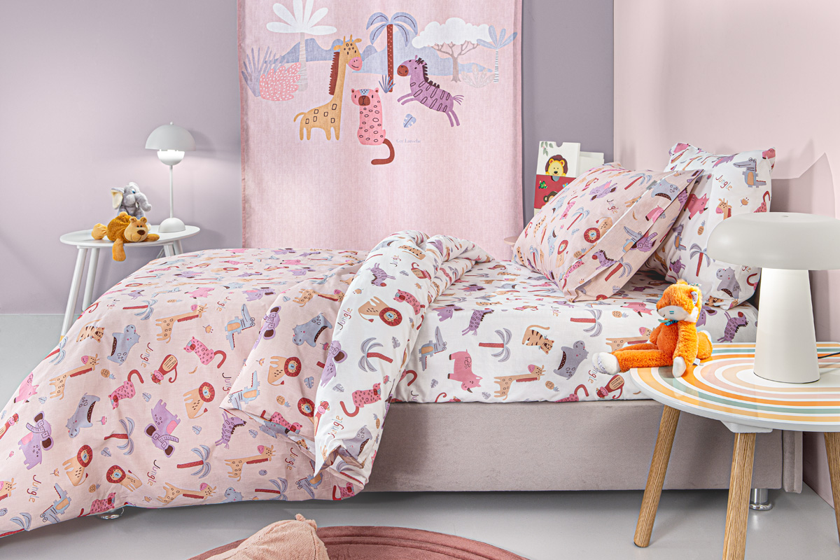 Σετ 3τμχ Παιδικά Σεντόνια Jungle Pink