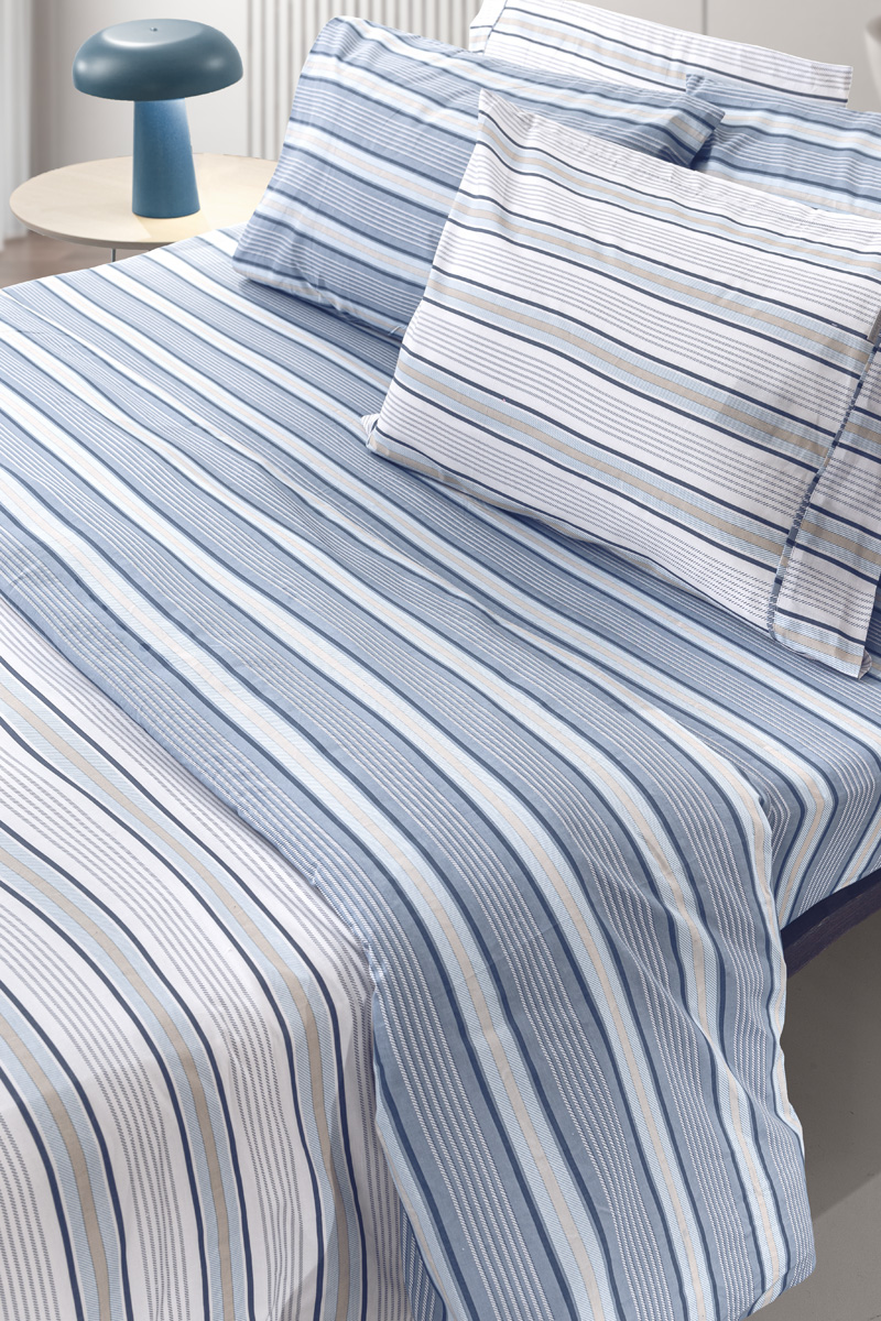 Σετ 4τμχ Σεντόνια Pinstripe Denim με Λάστιχο