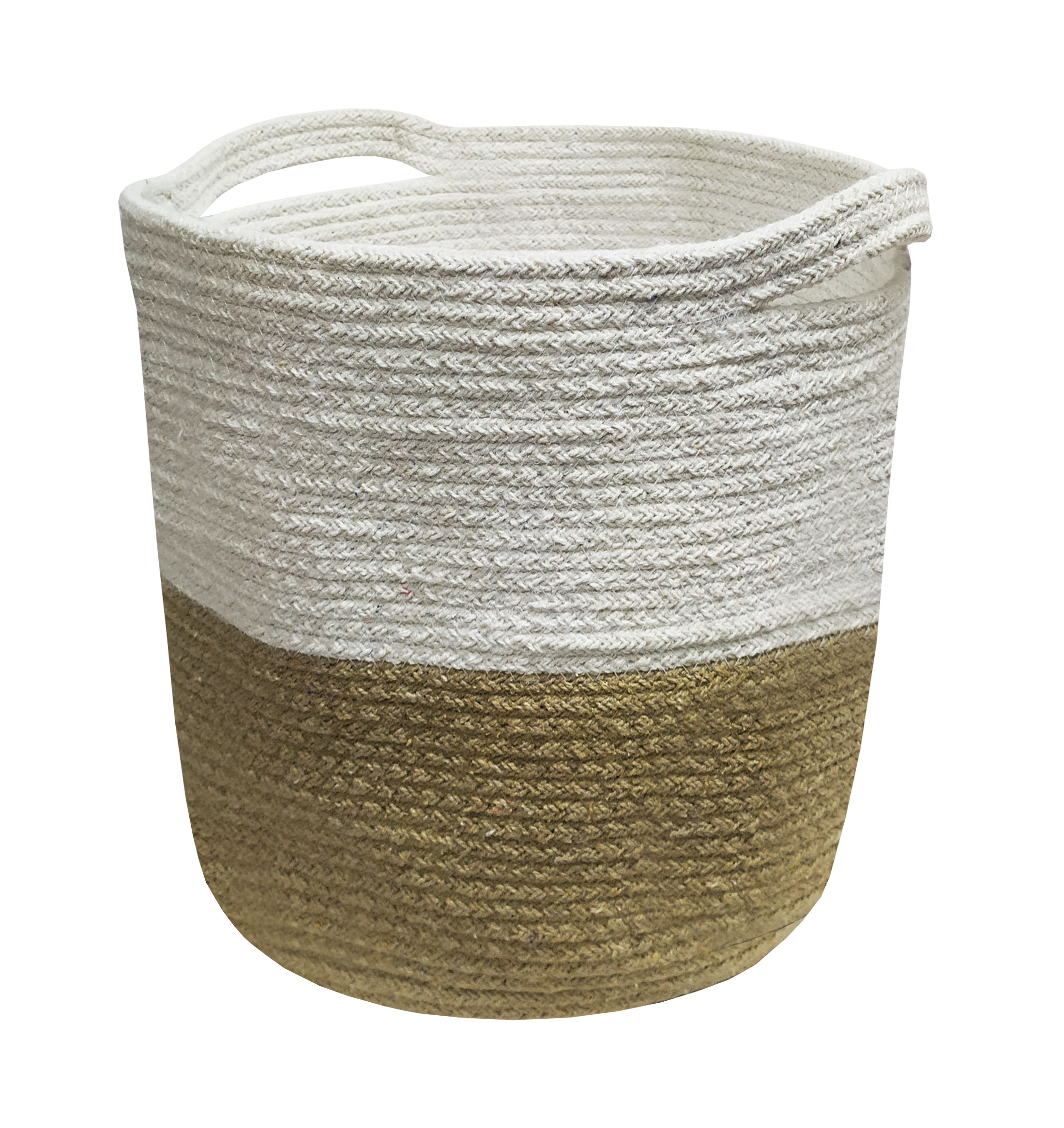 Καλάθι Πλεκτό ΚΟΜΒΟΣ 100% Βαμβάκι Beige - White 25x25
