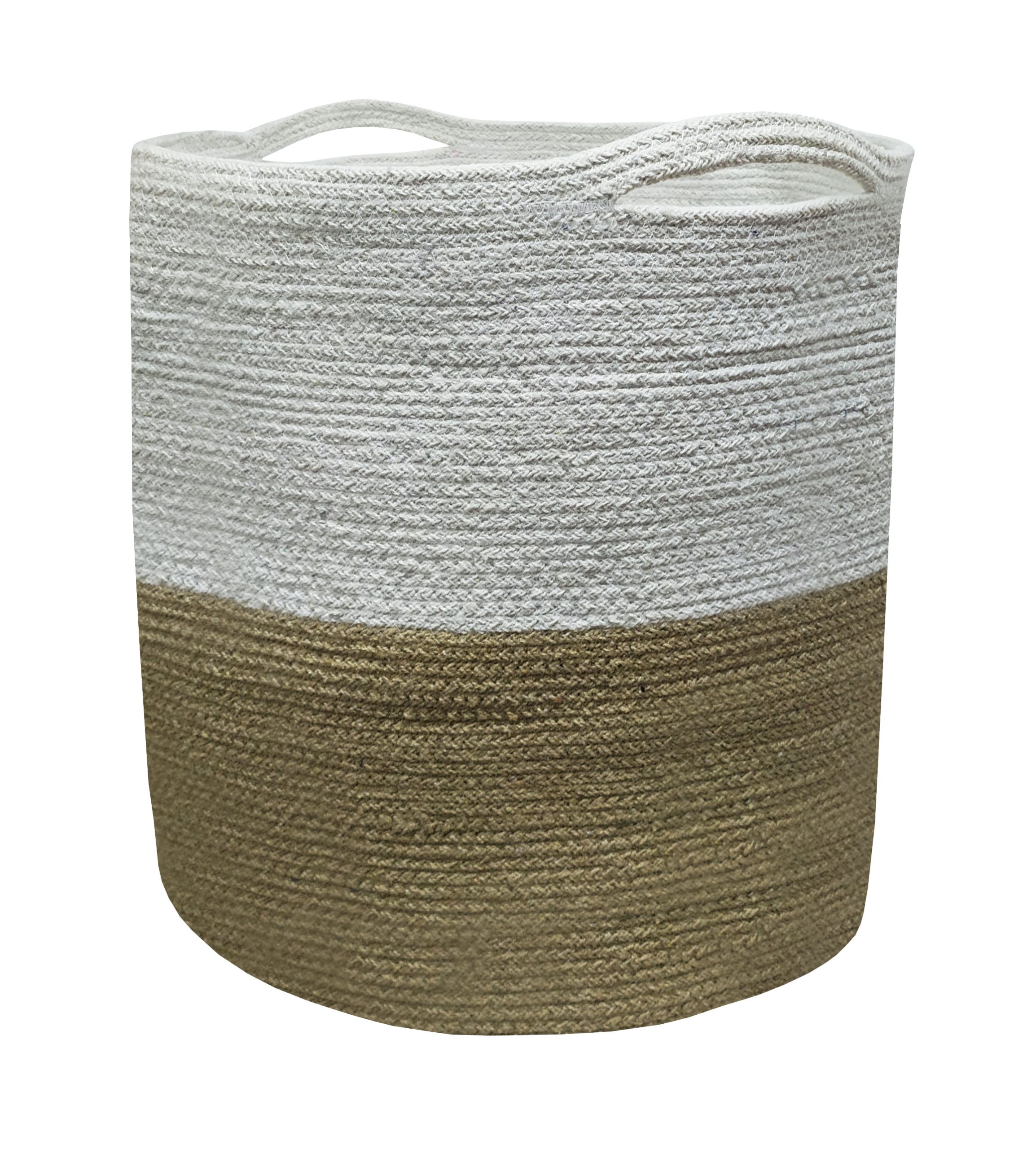 Καλάθι Πλεκτό ΚΟΜΒΟΣ 100% Βαμβάκι Beige - White 40x40