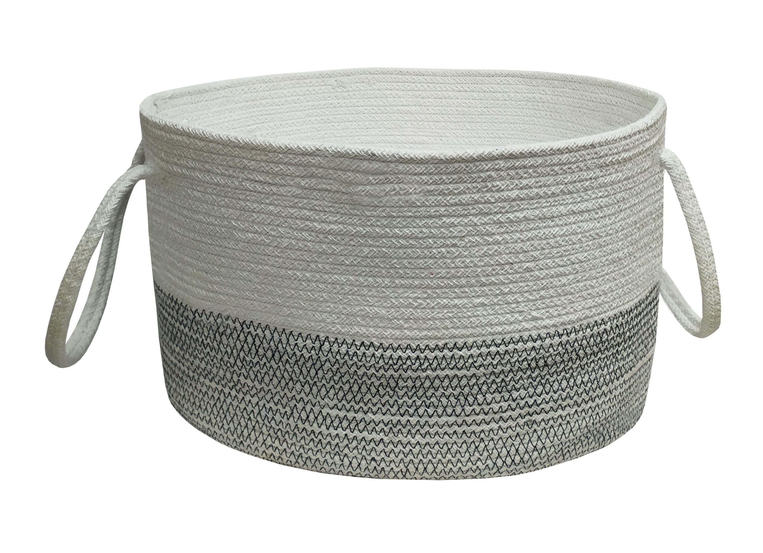 Καλάθι Πλεκτό ΚΟΜΒΟΣ 100% Βαμβάκι White - Grey 25x25x40