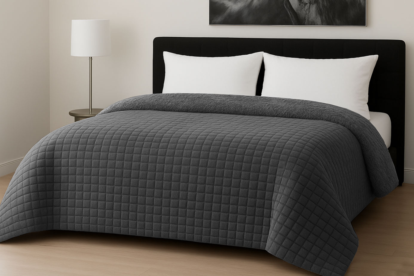Κουβερτοπάπλωμα Le Blanc Flannel Comfort Υπέρδιπλο 220Χ240 700gsm RIB CUT Dark Grey