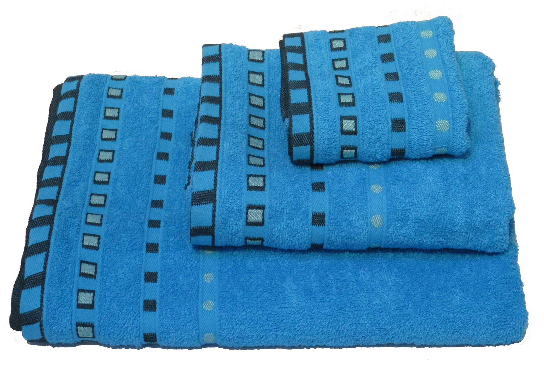 Πετσέτα ΚΟΜΒΟΣ Πεννιέ 450γρ/μ2 Πουά Ζακάρ Τυρκουάζ Σώματος 70x140