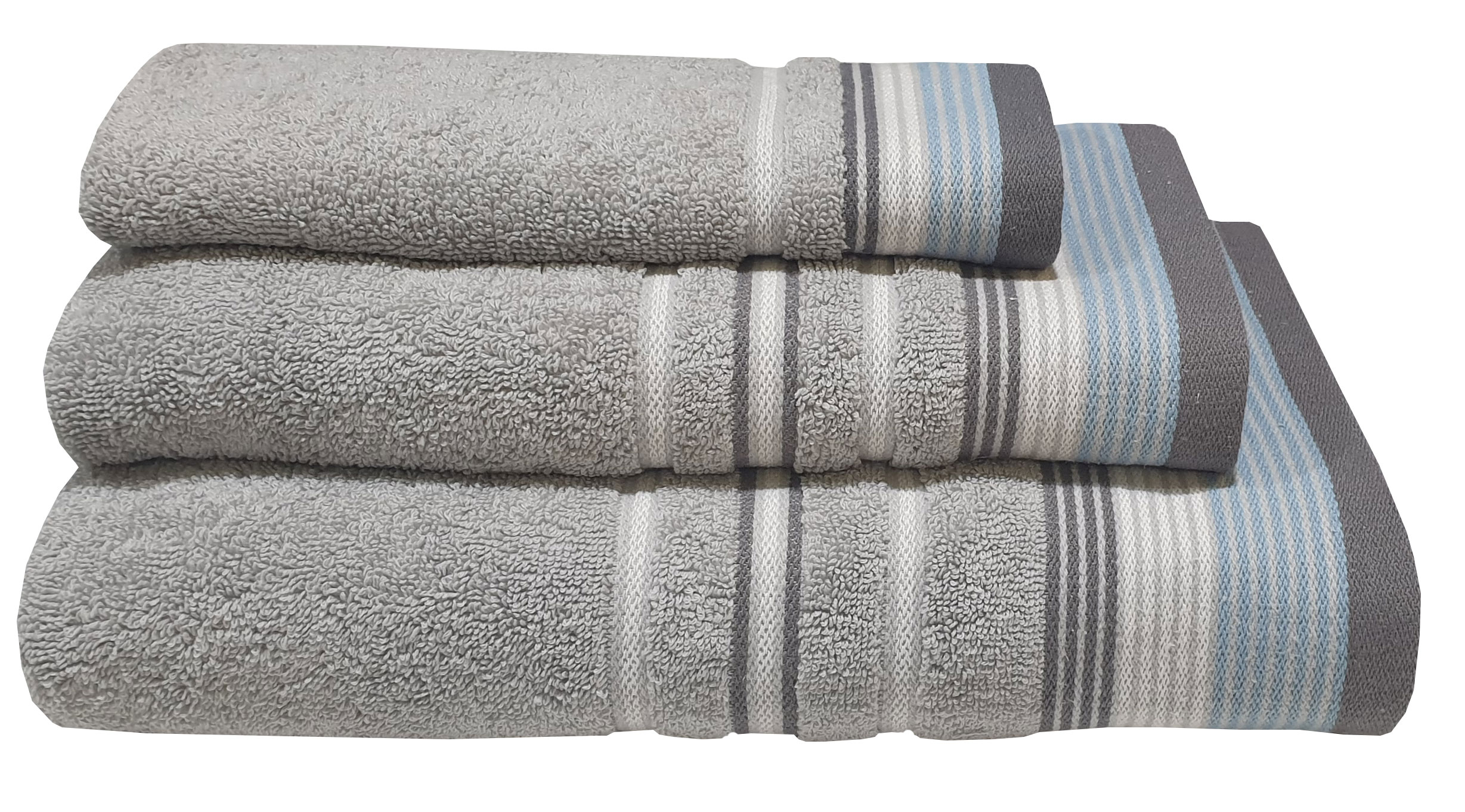Πετσέτα ΚΟΜΒΟΣ Satin Stripe Πεννιέ 450γρ/m2 100% Cotton Χειρός Grey  30x50