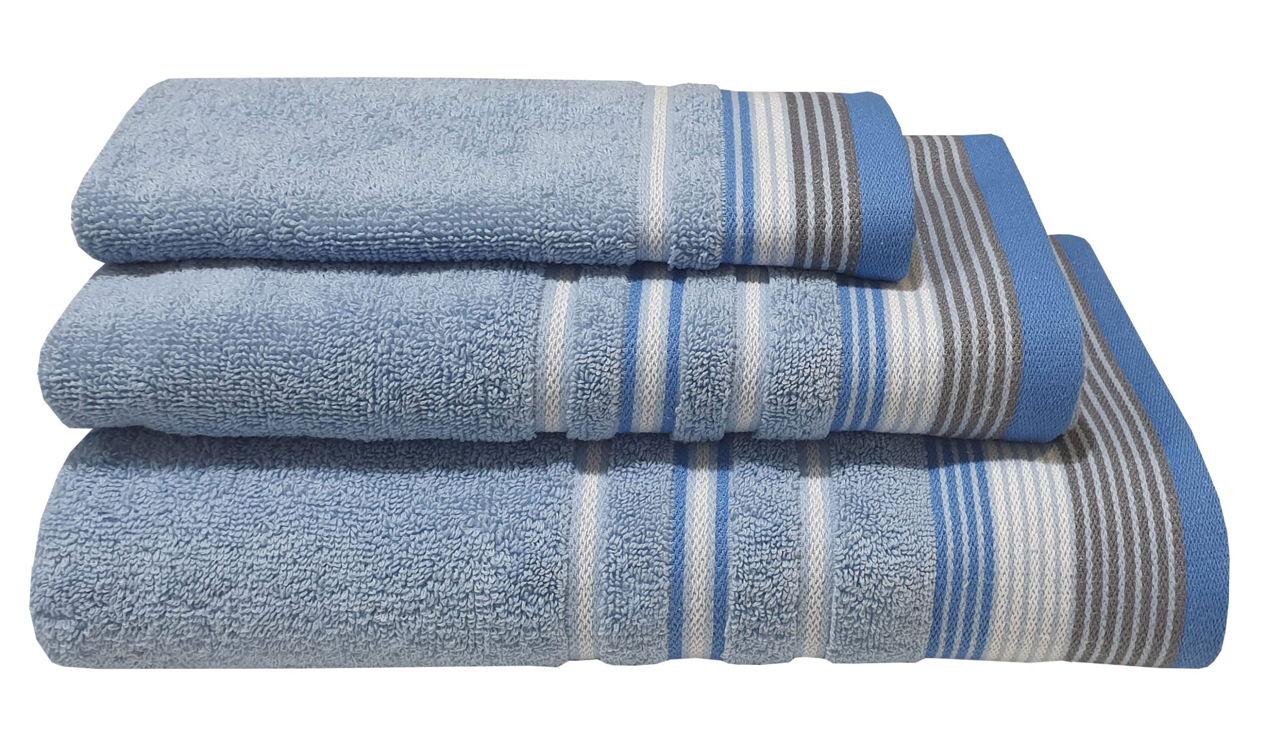 Πετσέτα ΚΟΜΒΟΣ Satin Stripe Πεννιέ 450γρ/m2 100% Cotton Χειρός Light Blue 30x50
