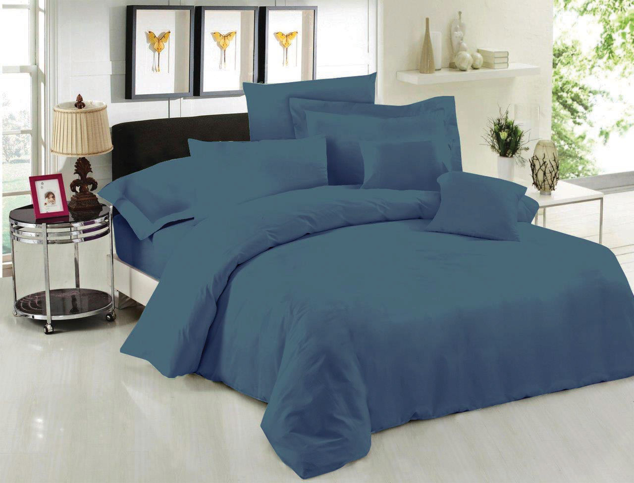 Σεντόνι Μεμονομένο LeBlanc Μονόχρωμο Polycotton 50/50 TC144 Dusty Blue υπέρδιπλο με λάστιχο 160x200+35