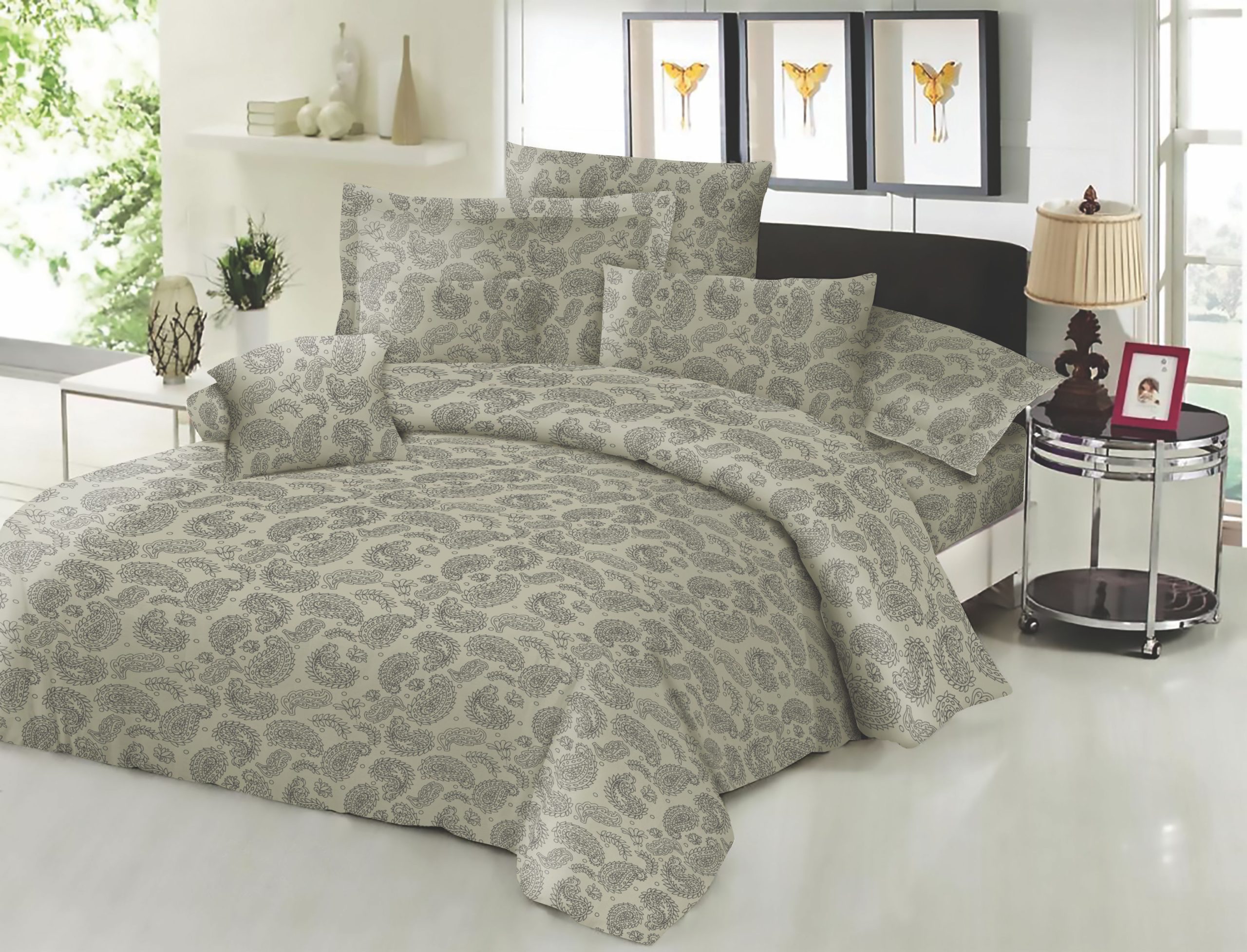 Σετ Σεντόνια ΚΟΜΒΟΣ Cotton Line Printed Lahor Beige Μονά με λάστιχο 100x200+22