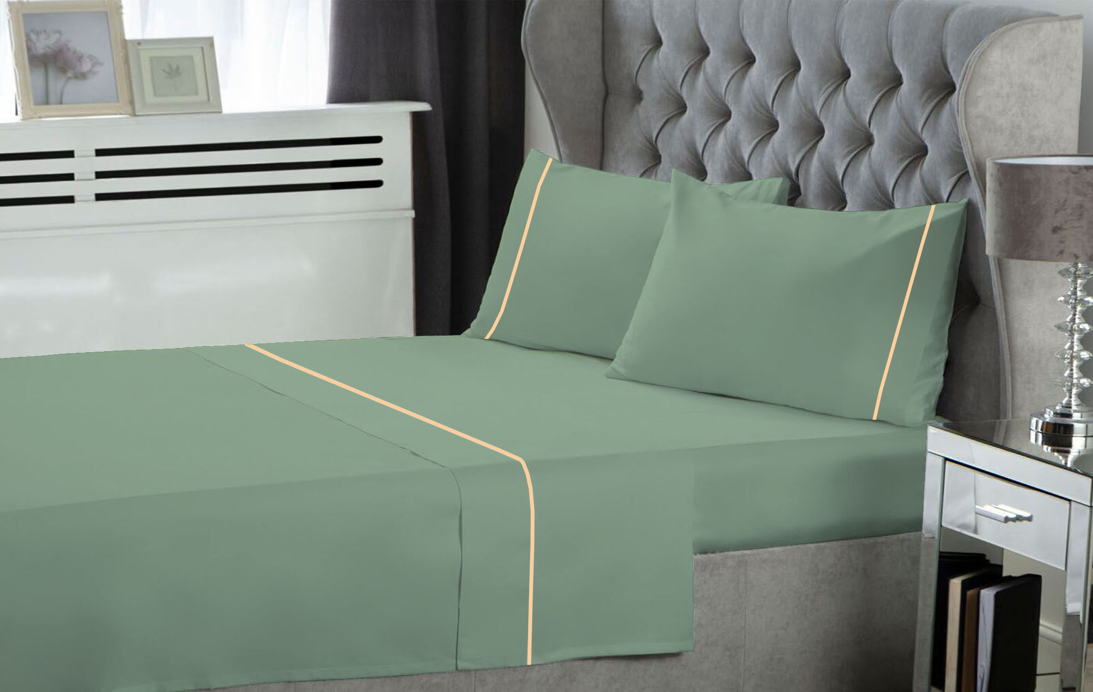 Σετ Σεντόνια Le Blanc Μονόχρωμα  με Φυτίλι Polycotton 50/50 TC144 Green Μονά 170x270