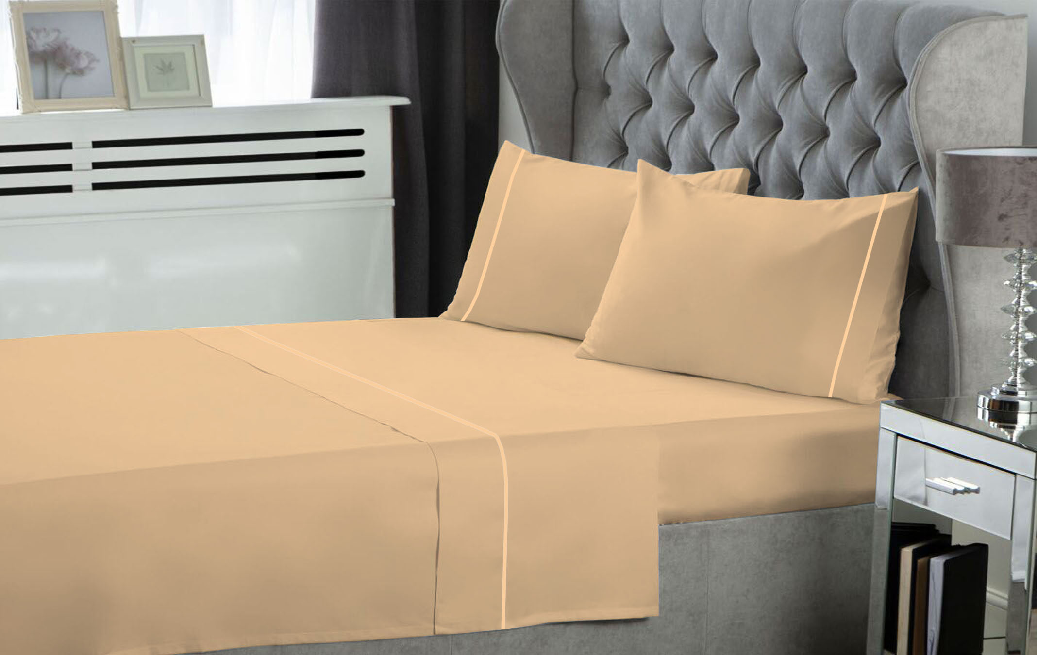 Σετ  Σεντόνια Le Blanc Μονόχρωμα  με Φυτίλι Polycotton 50/50 TC144 Sand Μονά 170x270