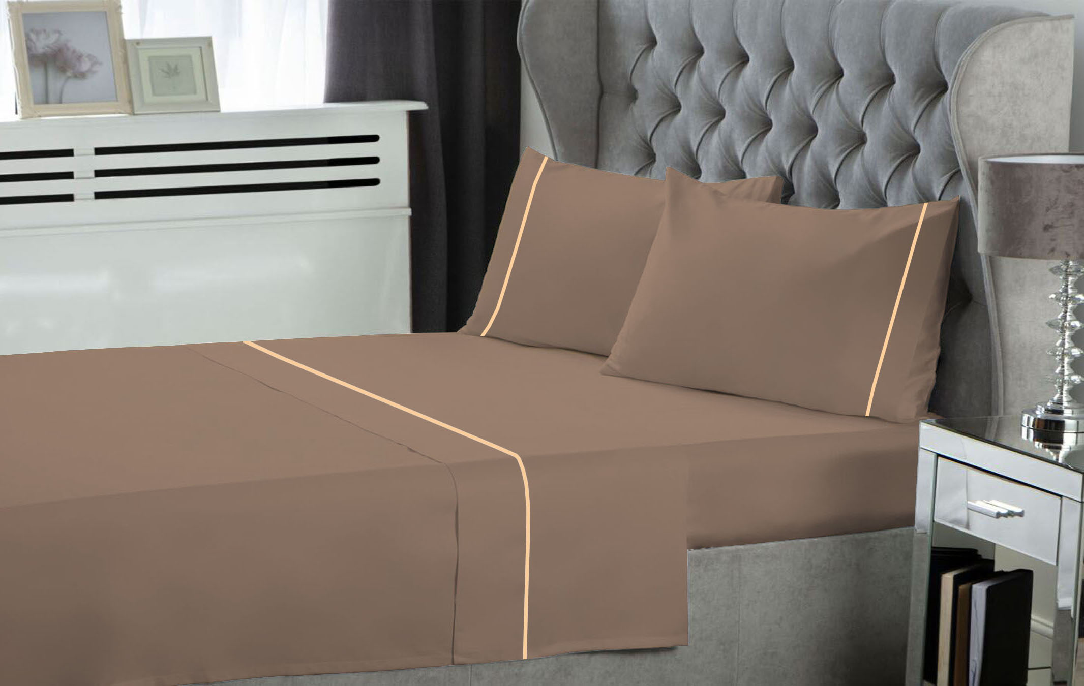Σετ Σεντόνια LeBlanc Μονόχρωμα με Φυτίλι Polycotton 50/50 TC144 Light Brown Υπέρδιπλα 240x270