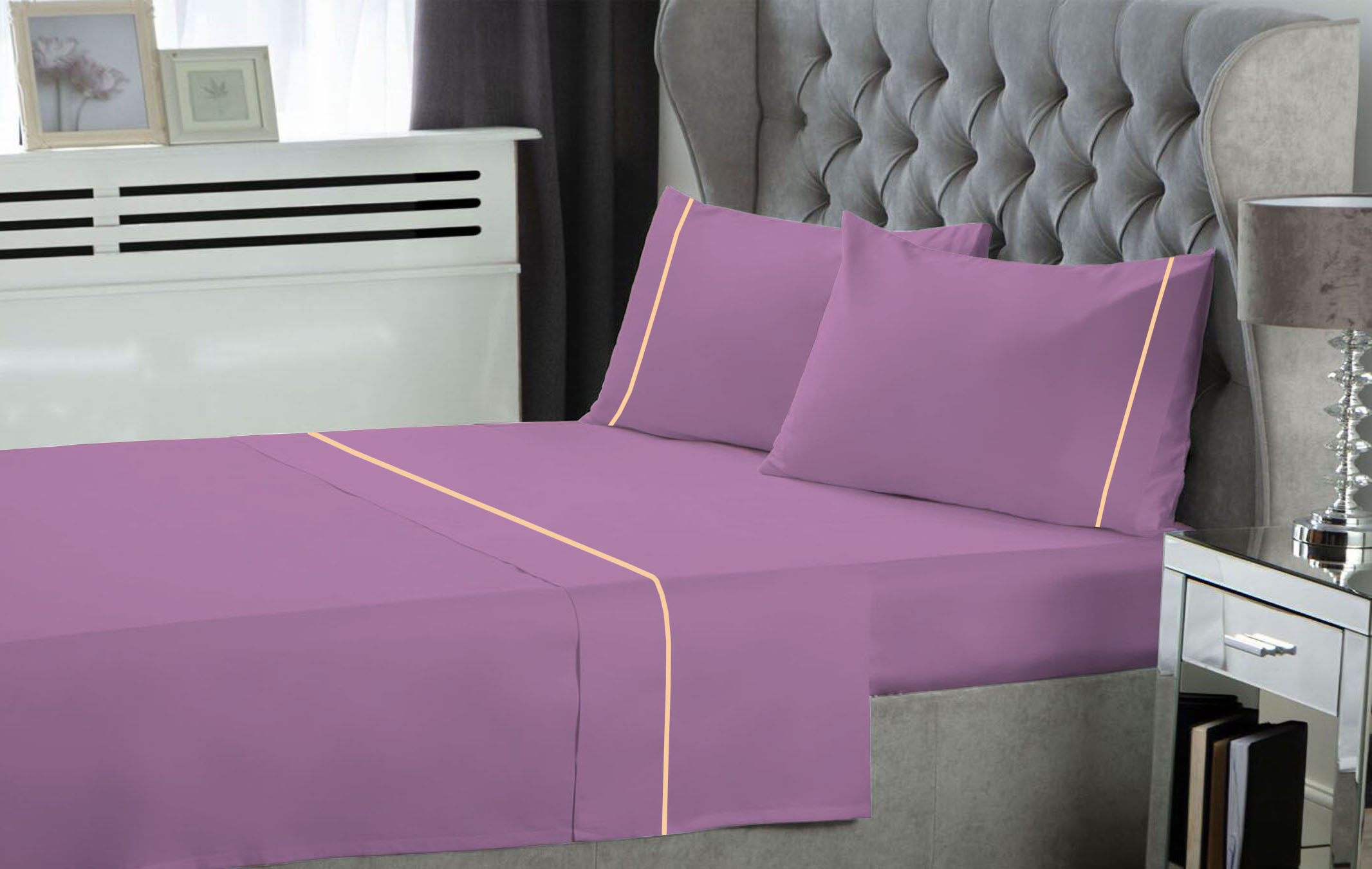 Σετ Σεντόνια LeBlanc Μονόχρωμα με Φυτίλι Polycotton 50/50 TC144 Lilac Υπέρδιπλα 240x270