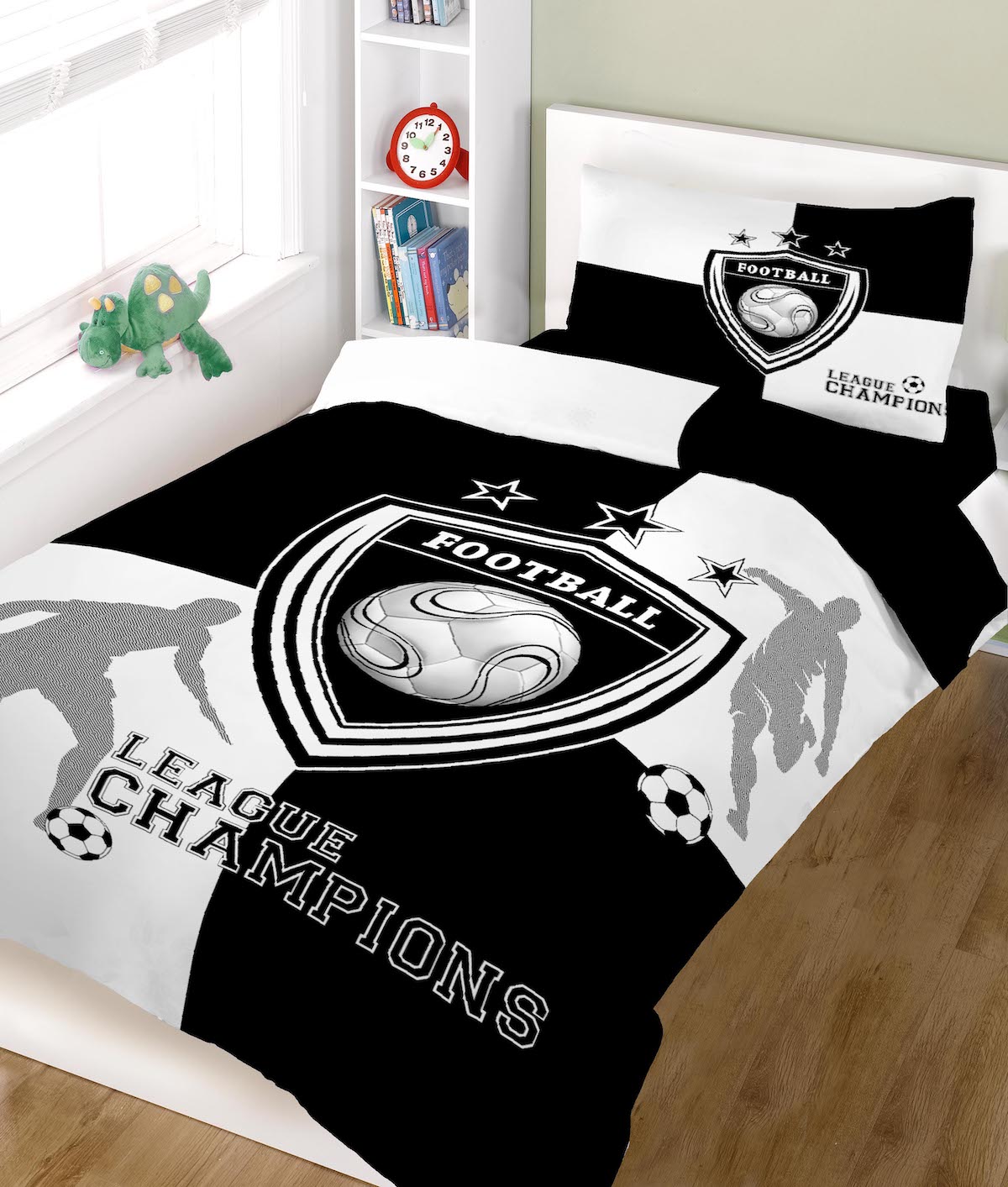 Σετ σεντόνια ΚΟΜΒΟΣ champions BLACK WHITE μονά 160x240