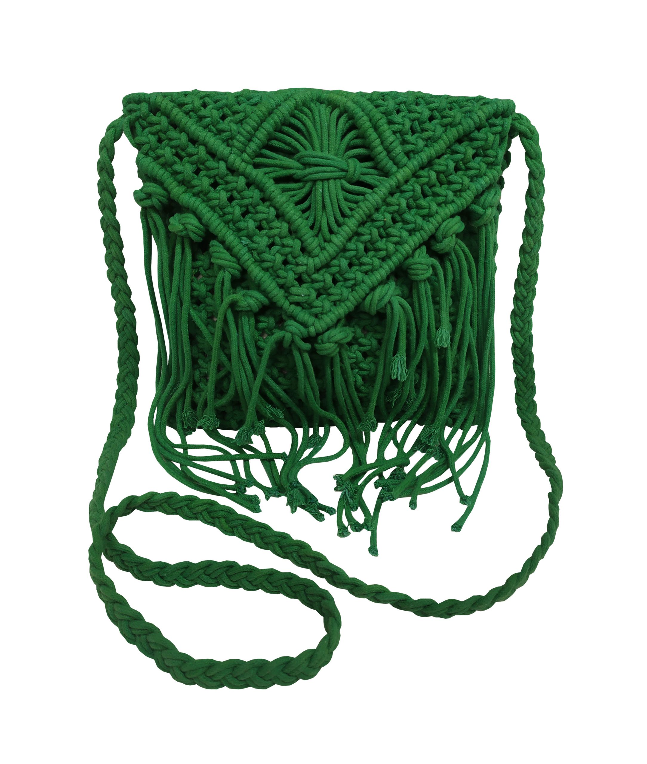Τσάντα Macrame ΚΟΜΒΟΣ 100% Βαμβάκι Green 25x20