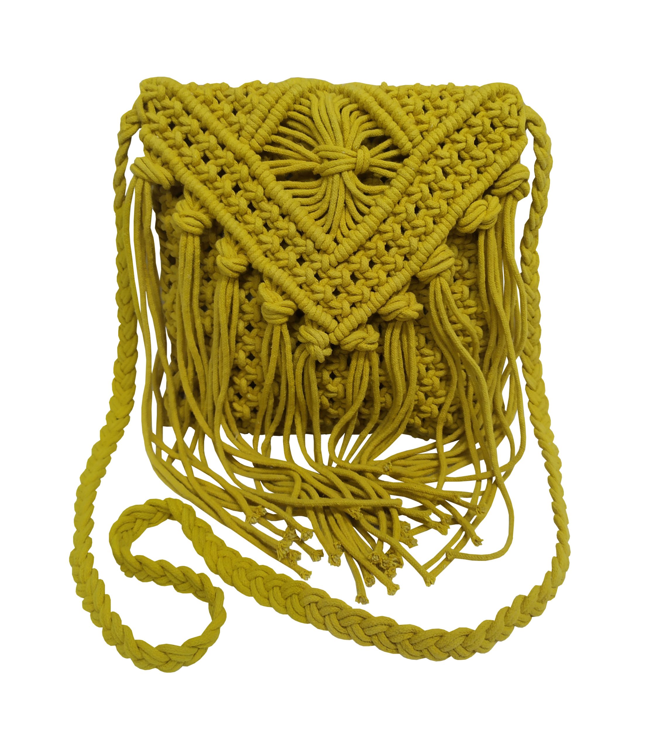 Τσάντα Macrame ΚΟΜΒΟΣ 100% Βαμβάκι Yellow 25x20
