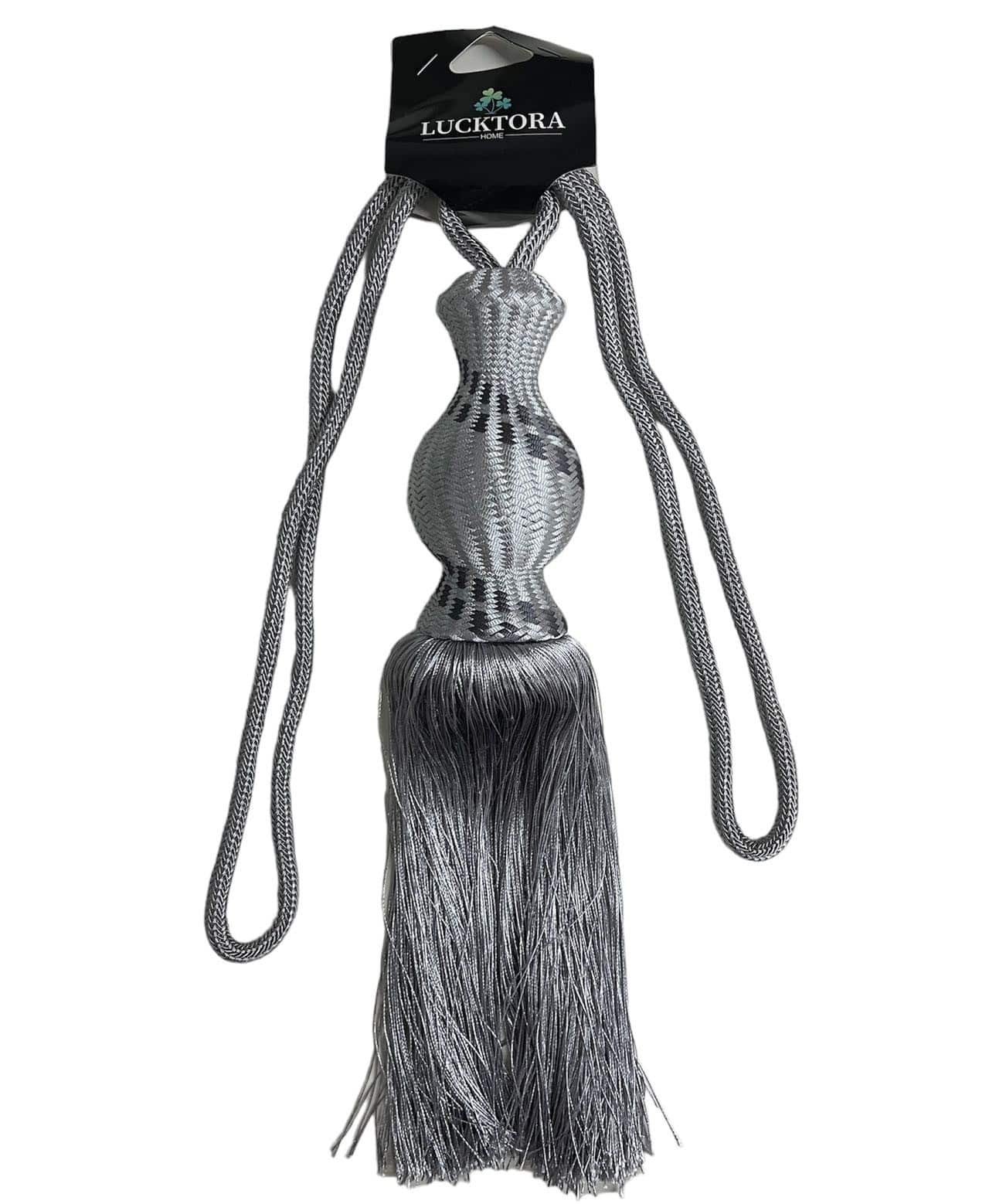 Δέστρα Κουρτίνας Με Φούντα Και Σχέδιο DNJHP-Γκρί