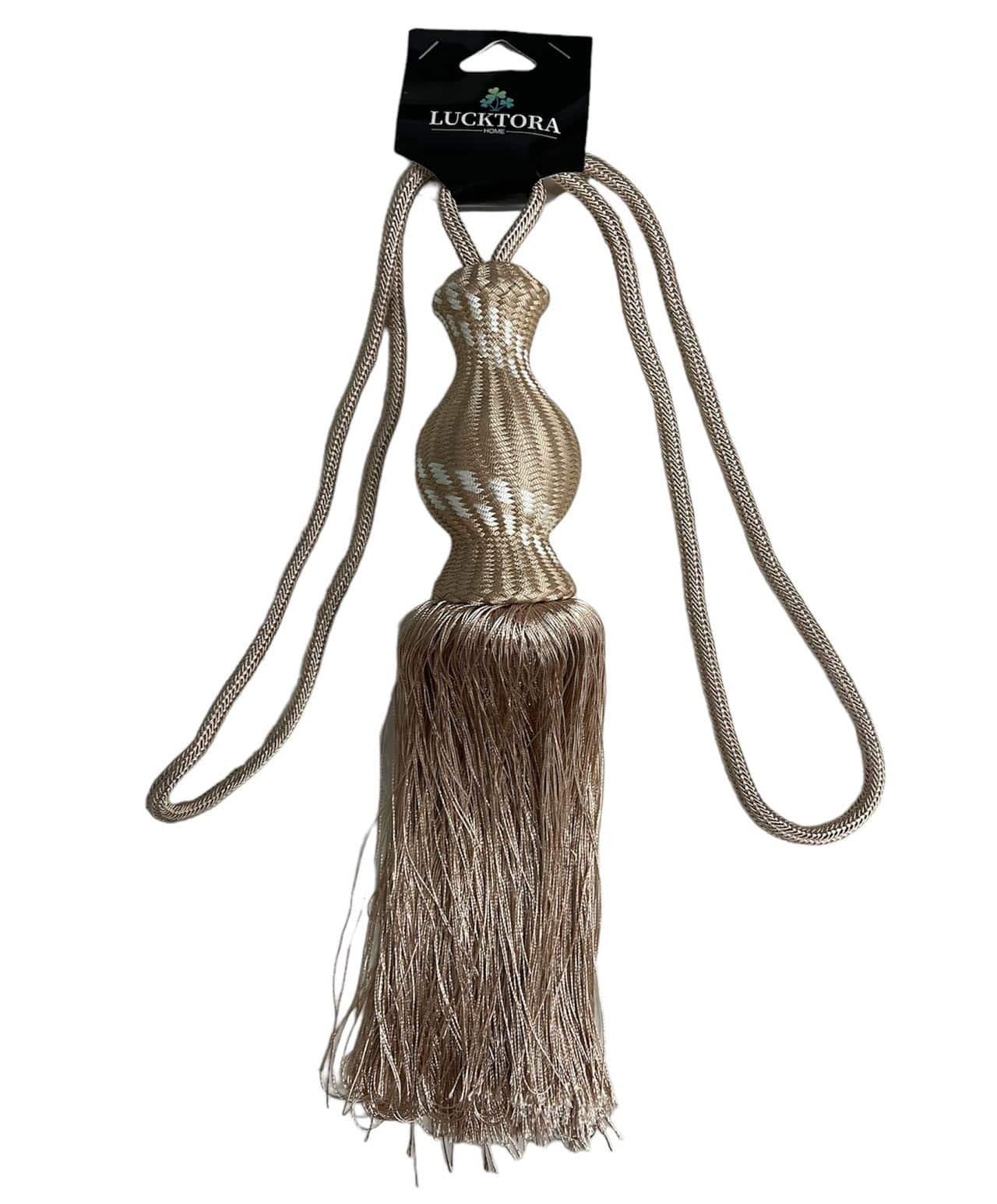 Δέστρα Κουρτίνας Με Φούντα Και Σχέδιο DNJHP-Μπέζ