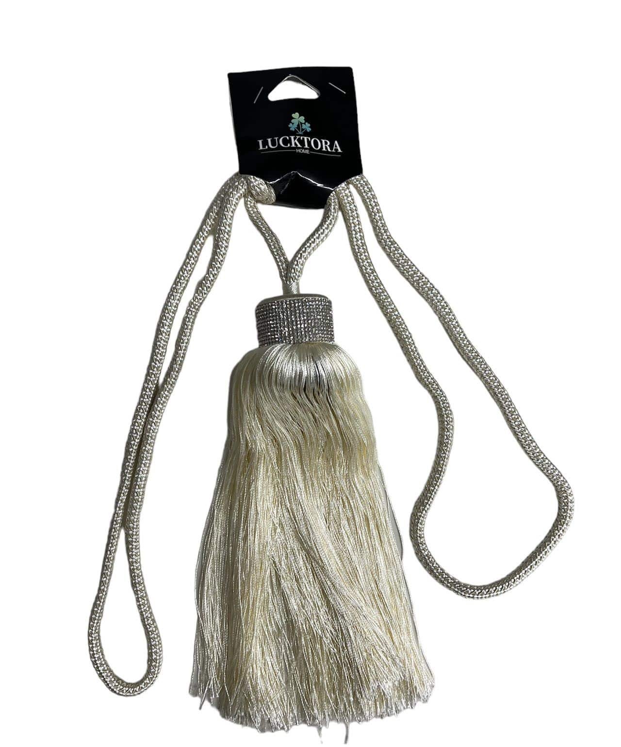 Δέστρα Κουρτίνας Με Φούντα Και Στράς JZQ-Εκρού