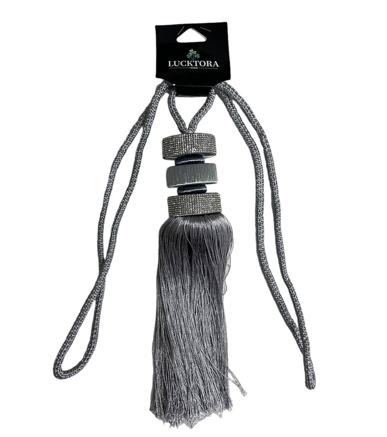 Δέστρα Κουρτίνας Με Φούντα Και Στράς SSCSZ-Γκρί Σκούρο