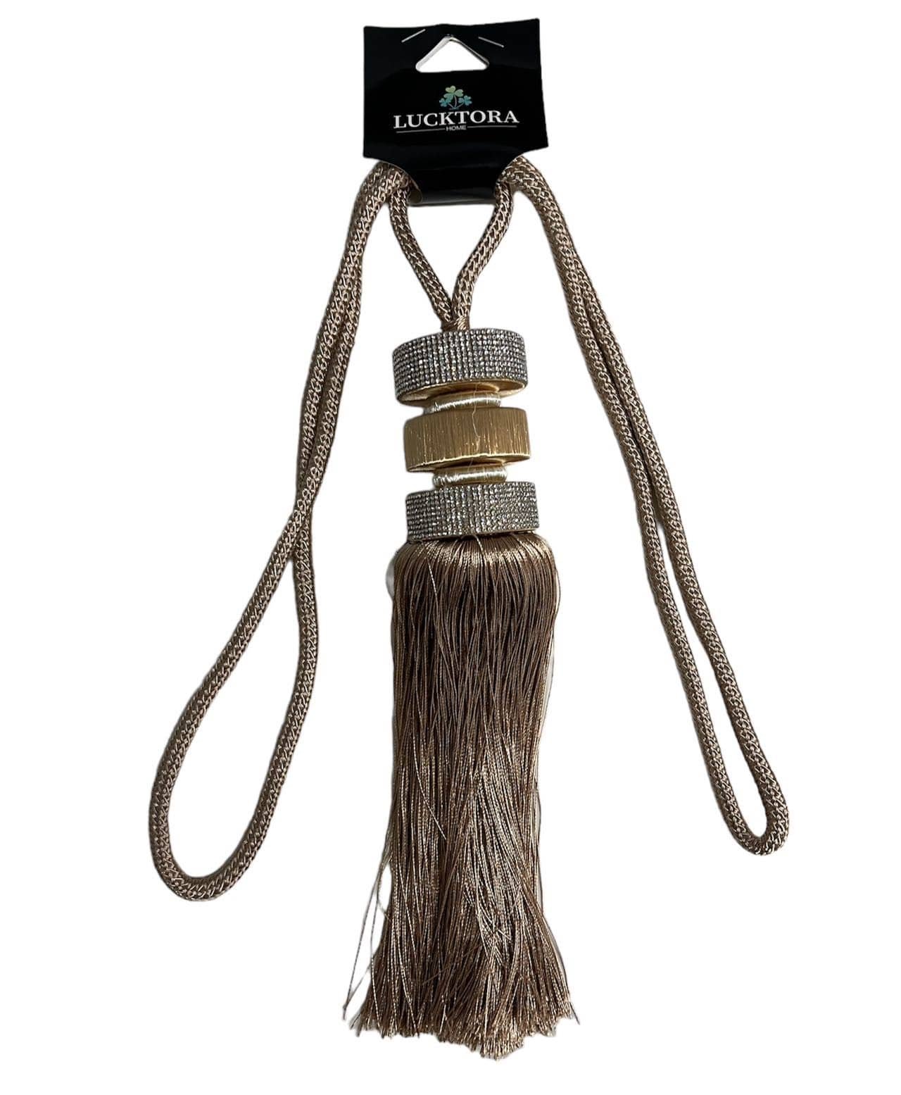 Δέστρα Κουρτίνας Με Φούντα Και Στράς SSCSZ-Μπέζ