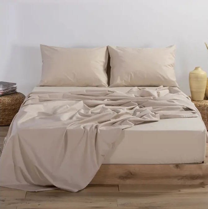 Μονόχρωμο Σεντόνι με λάστιχο-ΜΟΝΟ-100Χ200+30CM-Ανοιχτό Μπεζ