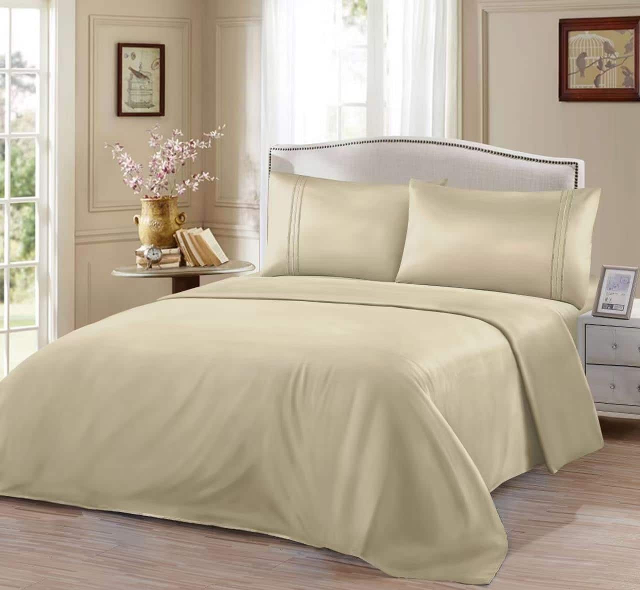 Παπλωματοθήκες Σετ Μονόχρωμα Μπέζ ΥΠΕΡΔΙΠΛΟ-220x240CM