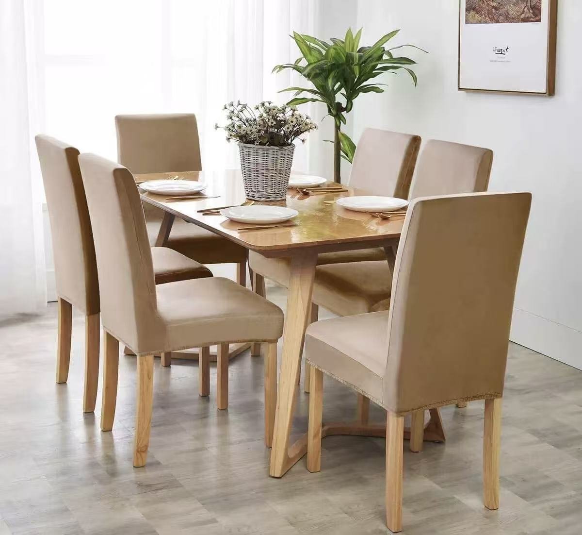 Σετ 6τμχ Ελαστικά Καλύμματα Καρέκλας Χωρίς Βολάν -4