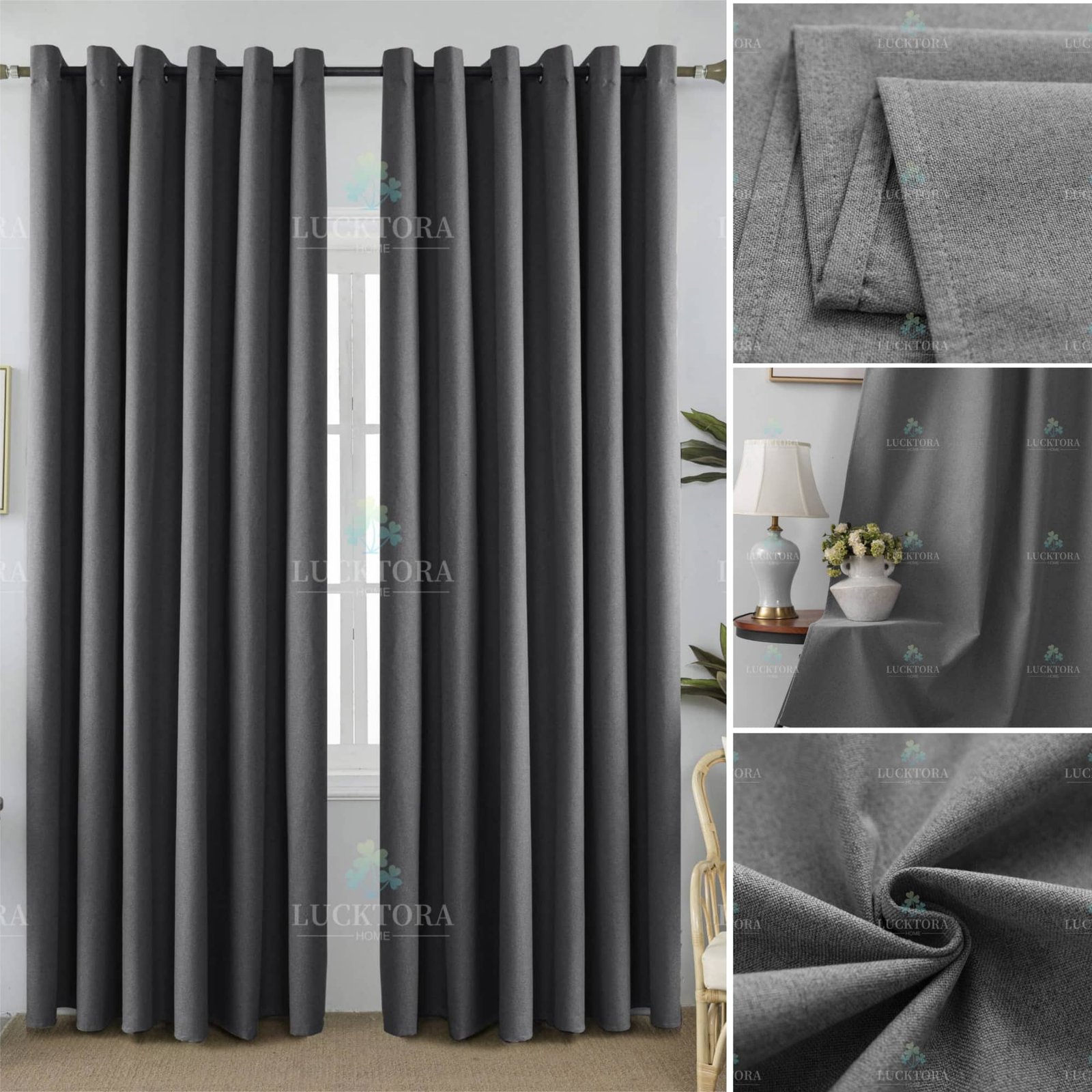 A6010-22 Γκρί- 100%BLACKOUT - Με Κρίκο -270X265CM