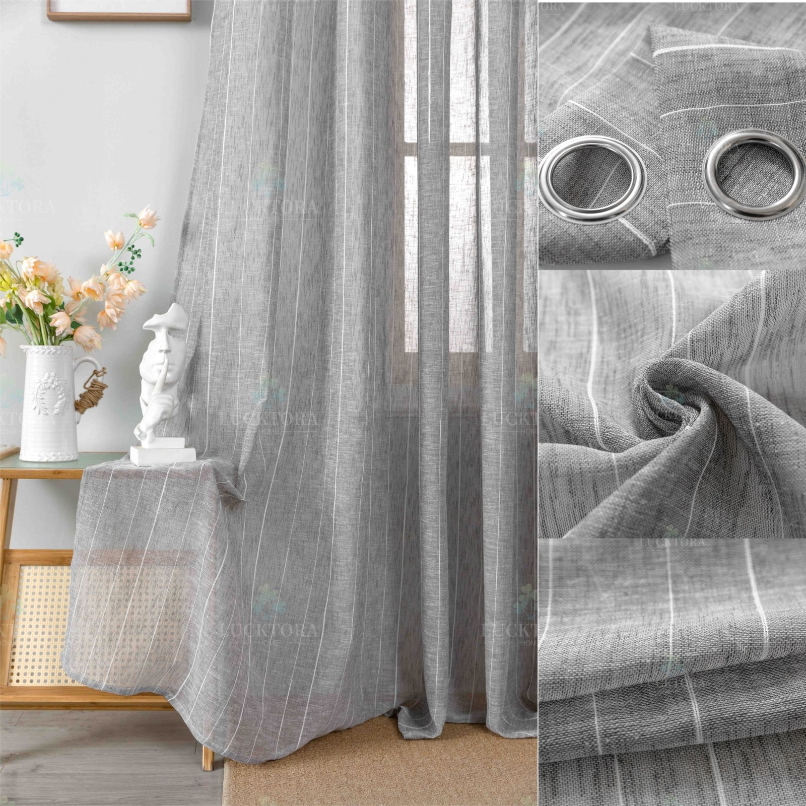 A6044-11 Γκρί-Με Κρίκο-270X290CM