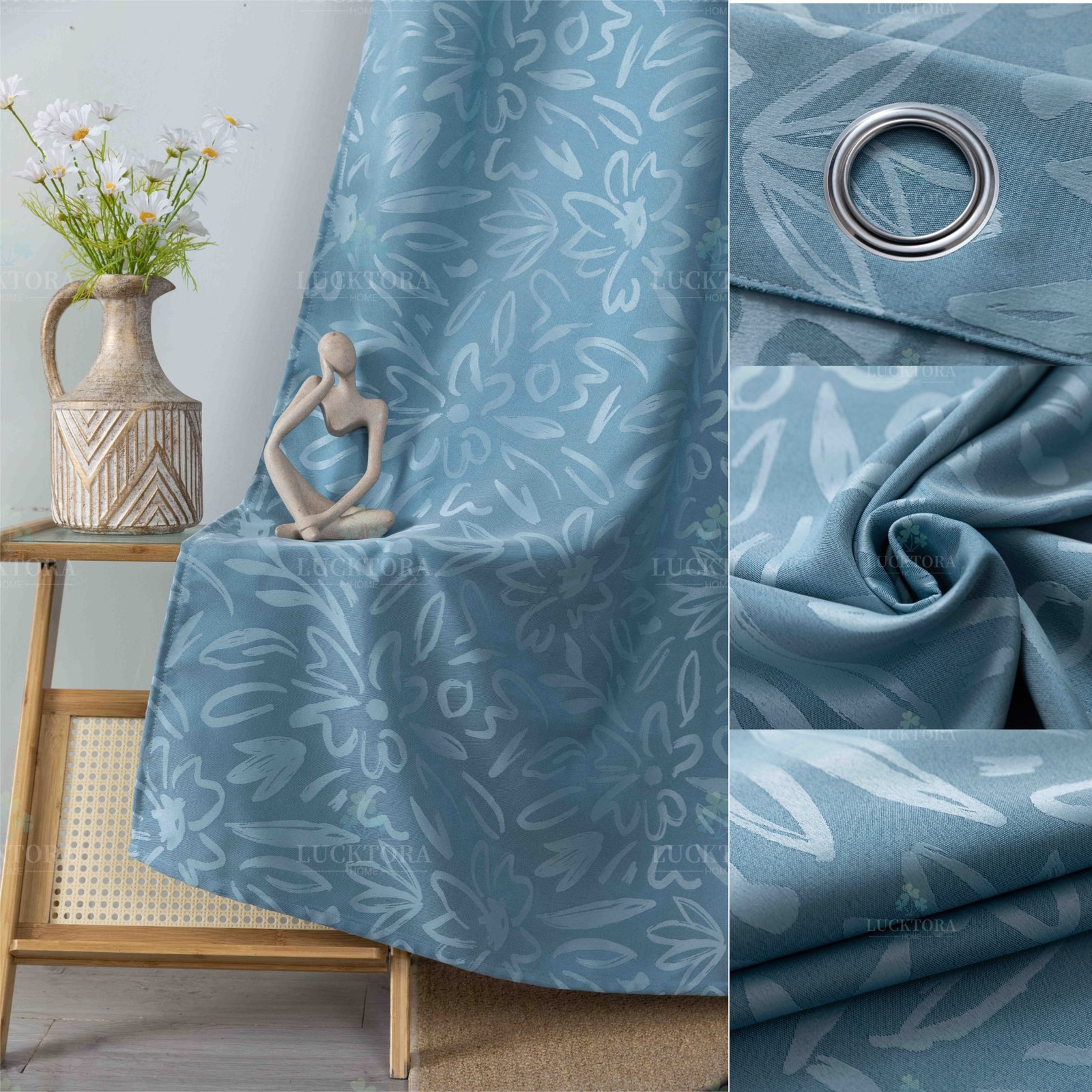 AD6043-7 Μπλέ- Με Κρίκο -140X280CM