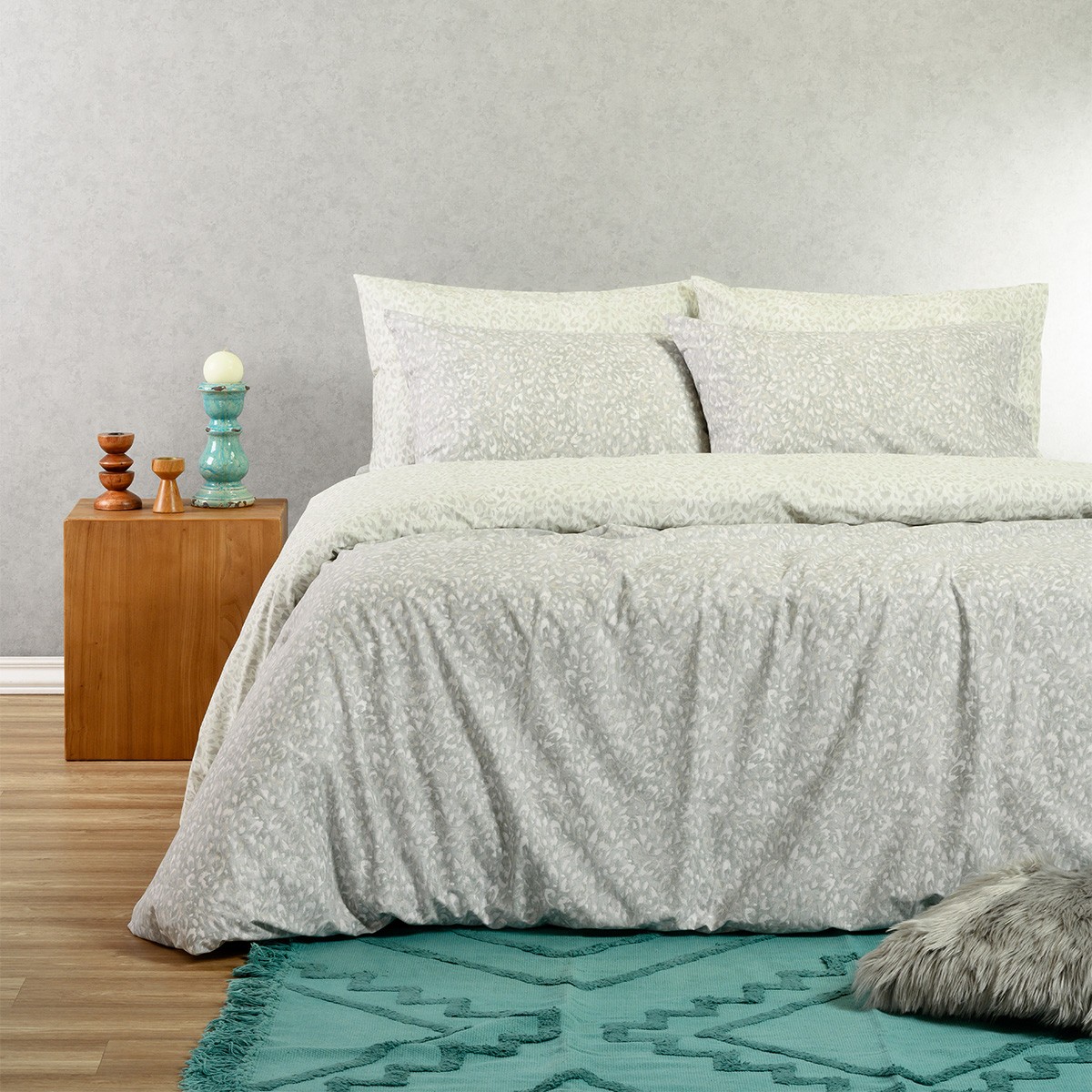 ΠΑΠΛΩΜΑΤΟΘΗΚΗ ΥΠΕΡΔΙΠΛΗ LEO AQUA/GREY CASUAL LINE (225X245)