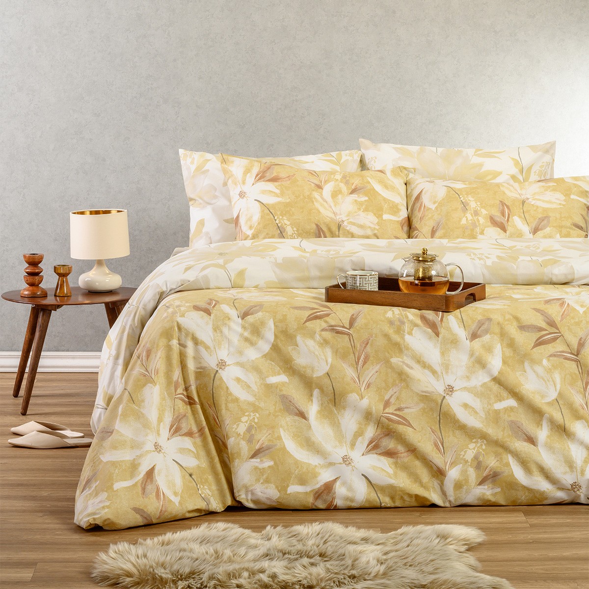 ΣΕΤ ΣΕΝΤΟΝΙΑ ΜΟΝΑ (Λ) GIULIA OCHRE CASUAL LINE (100Χ200+32)