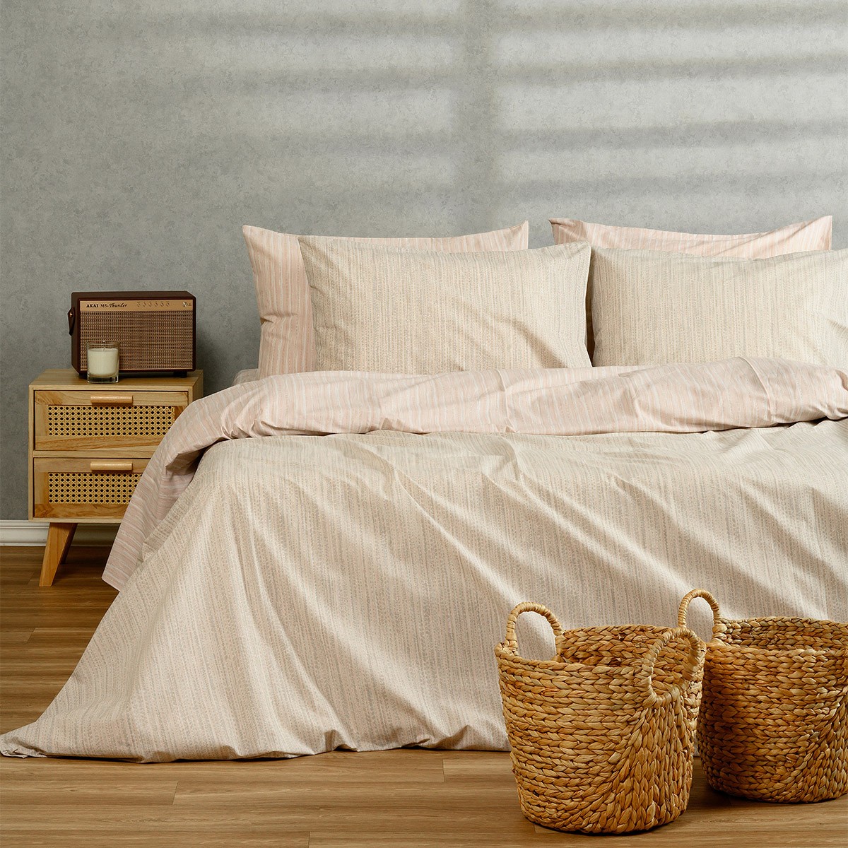 ΣΕΤ ΣΕΝΤΟΝΙΑ ΜΟΝΑ (Λ) NIKA ECRU/BEIGE CASUAL LINE (100Χ200+32)