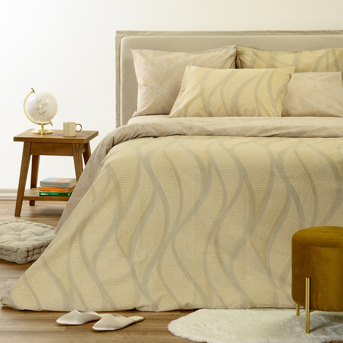 ΣΕΤ ΣΕΝΤΟΝΙΑ ΥΠΕΡΔΙΠΛΑ DRIFT BEIGE ULTRA LINE (235X270)