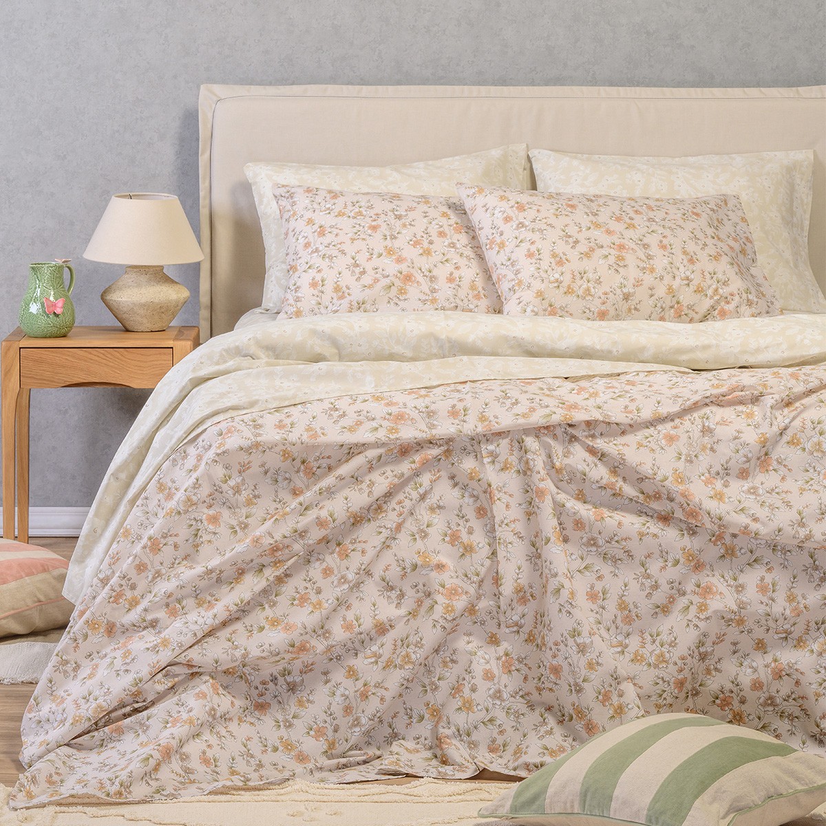 ΣΕΤ ΣΕΝΤΟΝΙΑ ΥΠΕΡΔΙΠΛΑ (Λ) AMY BEIGE ULTRA LINE (160Χ200+32)