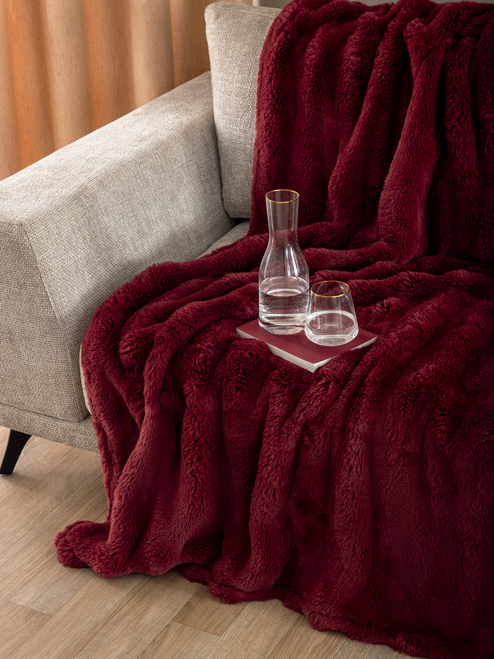 Γούνα Ημίδιπλη 160x220 Heather BORDO