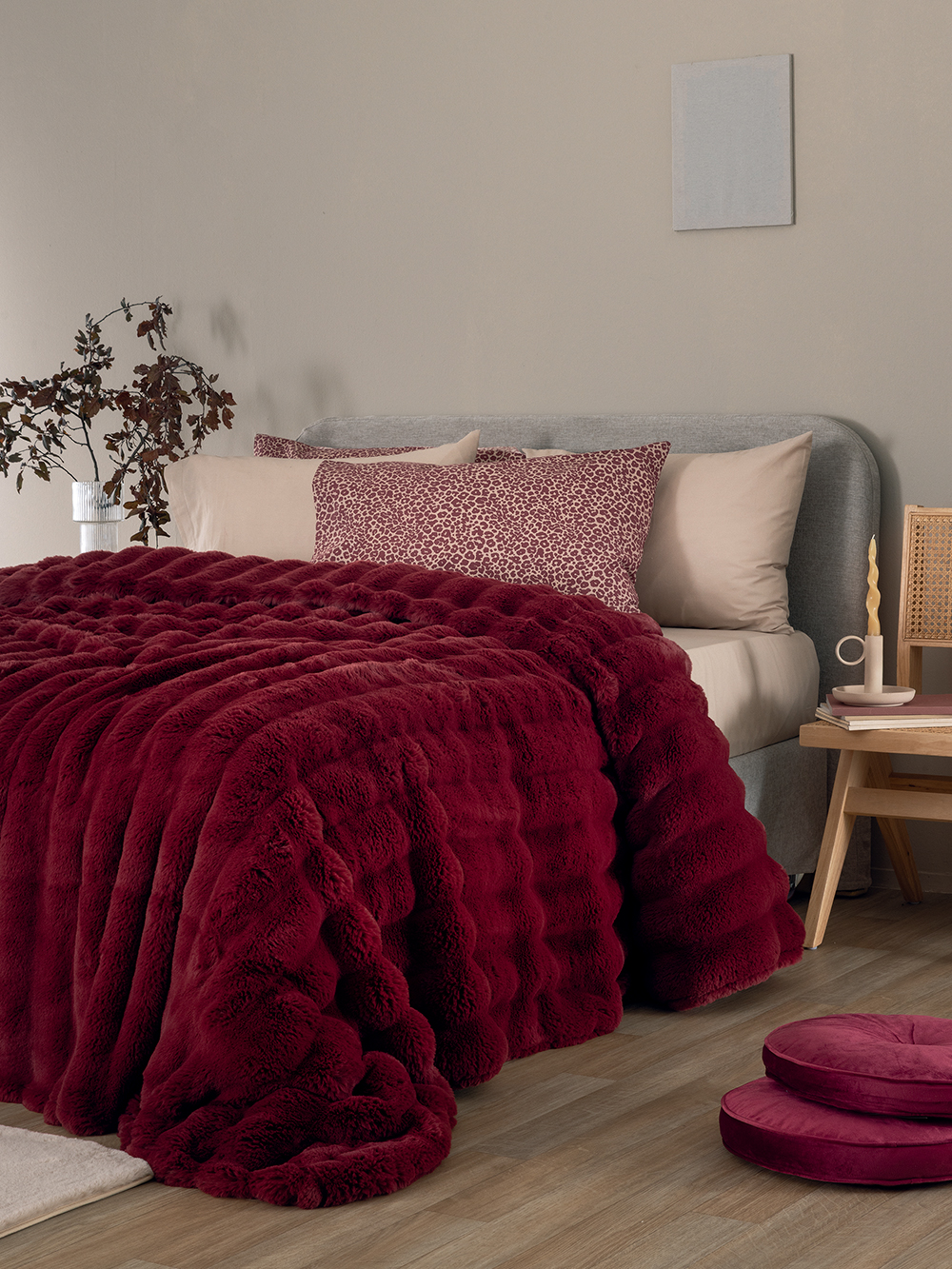 Γούνα Ημίδιπλη 160x220 Heather BORDO