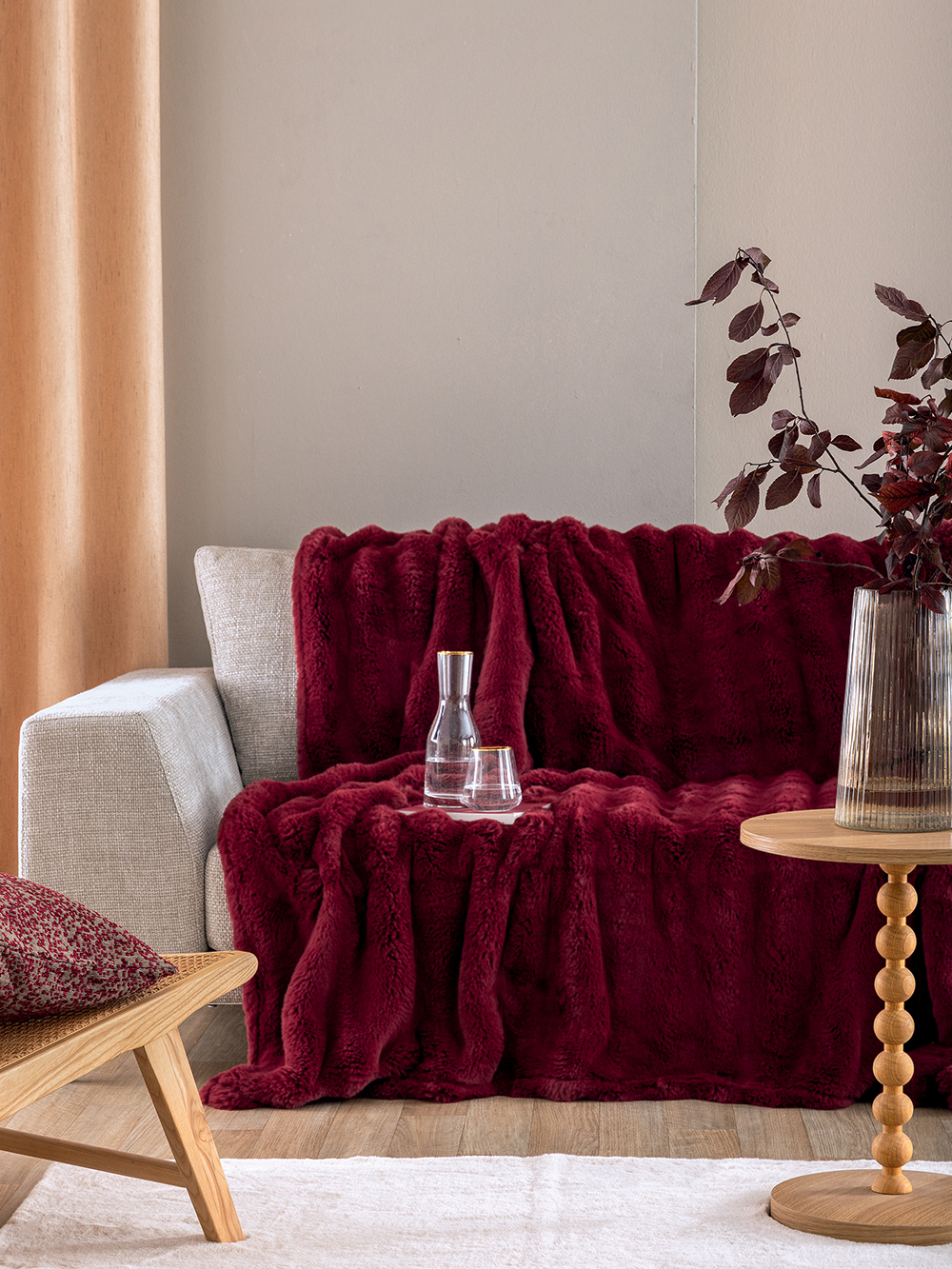 Γούνα Ημίδιπλη 160x220 Heather BORDO